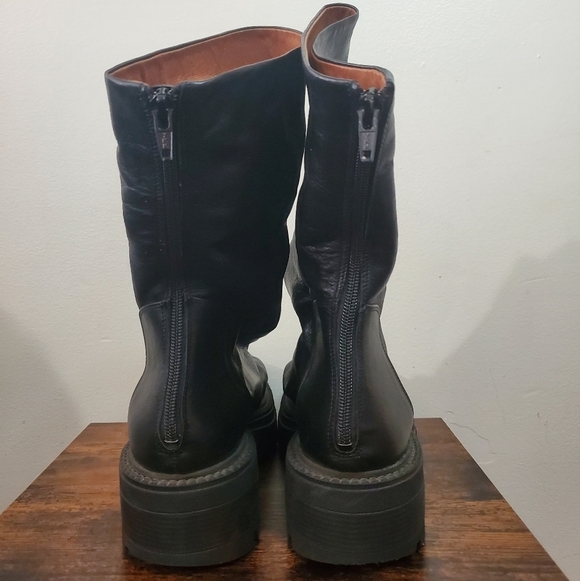 Free People Chunky Emma Platform Ruched Black Leather Boots Size 41 - Picture 9 of 16